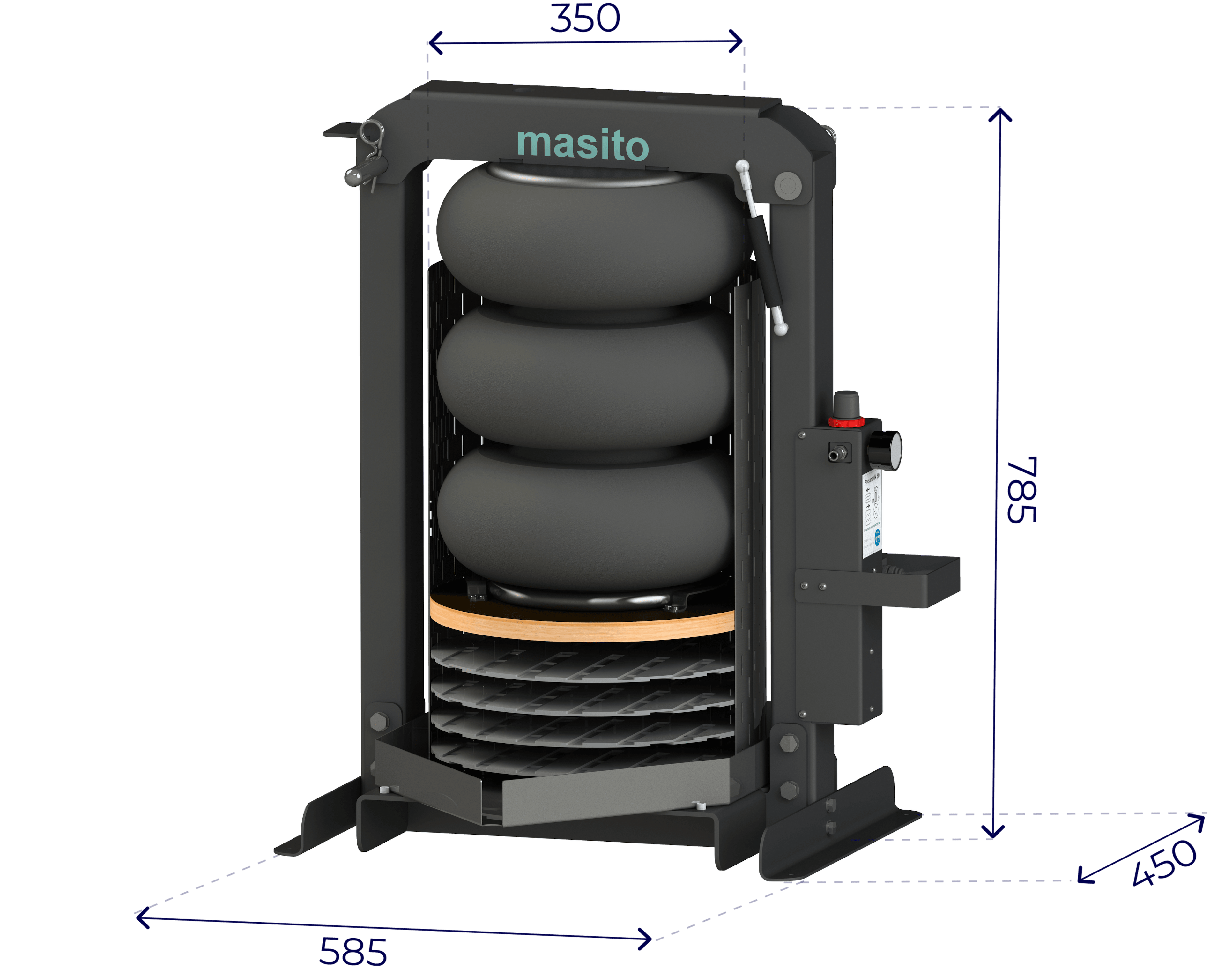 Juice Press Pneumatik 50 – See dimensions